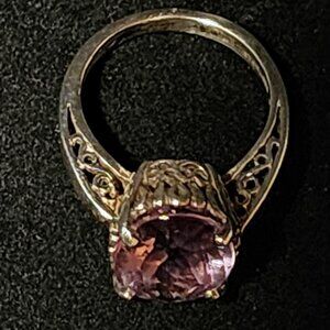 Kabana Sterling Silver Amethyst Filigree Ring Size 6